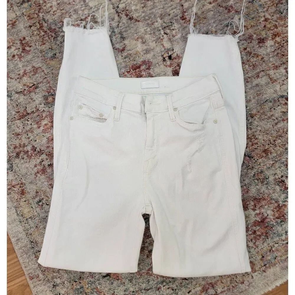 Mother The Fray Jeans White 25